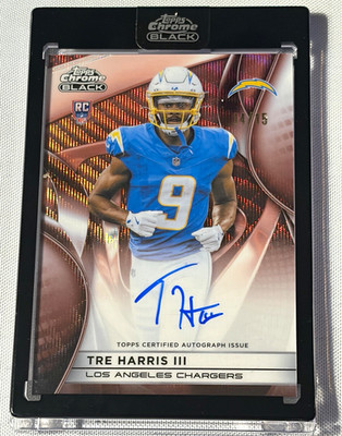 Topps 2025 Chrome Black Football Tre Harris III Rose Gold Auto /15 RAU-THA