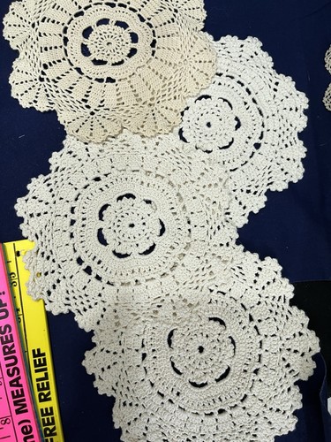 4 Vintage Handmade White Doilies Cottage Core Home Decor Shabby Chic Street - Picture 1 of 4