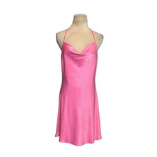 Fashion Nova pink satin sexy open back mini dress size XS