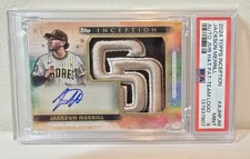 2024 TOPPS INCEPTION AUTO JUMBO HAT PATCH 🔥 JACKSON MERRILL - Padres RC /5 PSA