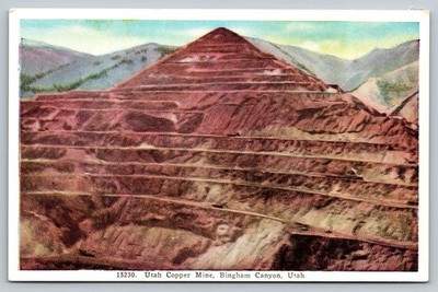 Vintage Utah Copper Mine Bingham Canyon Postcard by Carpenter Paper Co.