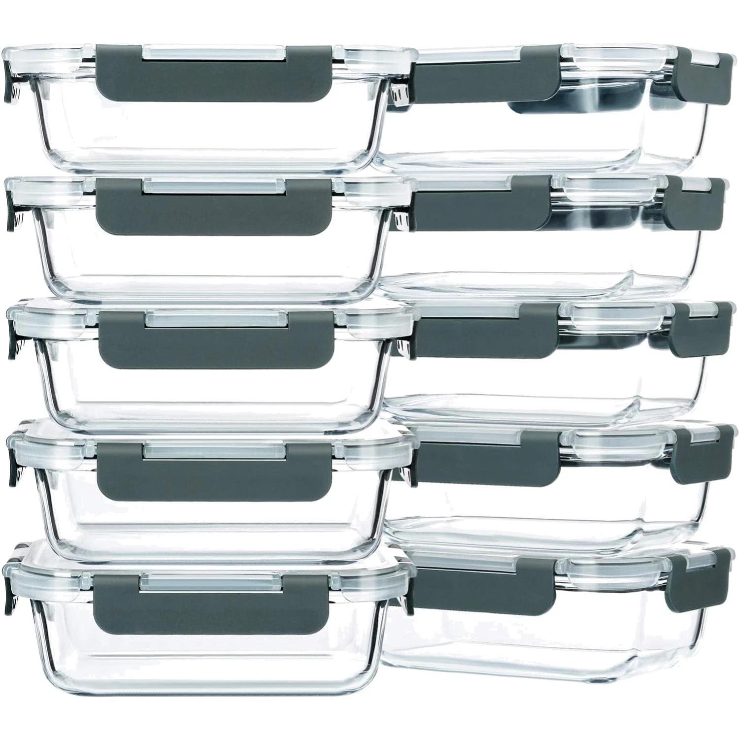 Glass Meal Prep Containers 10 Pack 22oz Food Storage Lids Microwave Oven