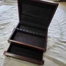 Vintage Wooden Silverware Storage Chest with Drawer Brown Traditional Design