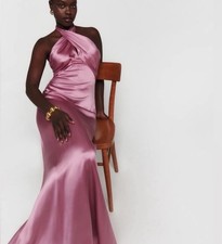 Reformation Veria Silk Maxi Dress Halter Neck Sugar Plum Pink Size 2