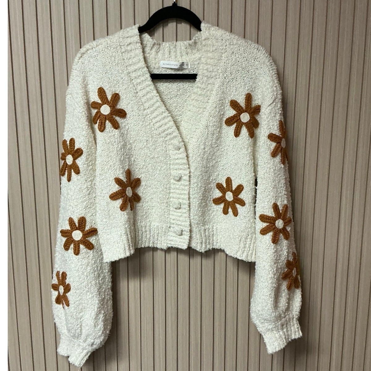 Altar'd State Francesca Flower Knit Cardigan Women's Size S | eBay