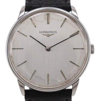 LONGINES Watches cal.847.4 black SilverDial Stainless Steel/leather Quartz...