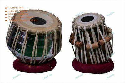 Steel Tabla Set Chrome Polish Sheesham Wood Dayan Musical Instrument With Bag