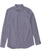 JACK & JONES Mens Stretch Shirt Large Blue Spotted Cotton BA08