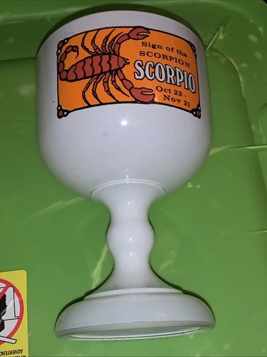 Vintage Scorpio Zodiac Goblet made of white milk glass Tiara Indiana Glass