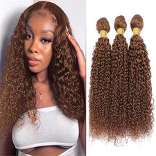 Aikebi Bundles Human Hair 26 28 30 Inch Jerry Curly Wave Light Brown Human Hair