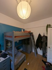 Grey High Sleeper Childrens Single Bed Frame With Wardrobe And Chair-bed