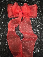 20 pcs Sheer Chair Decor Bow Sash 104" x 5" Red 2 Wedding Party Banquet Organza