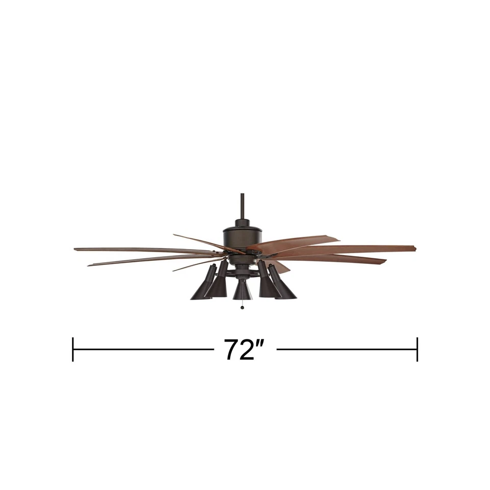 72" Farmhouse Indoor Ceiling Fan with LED Light Remote Bronze Living Room House - Image 4 of 4