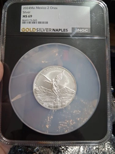 2024 Mo Mexico Silver 2 Onza NGC MS 69 Excellent Condition Slab LIBERTAD 