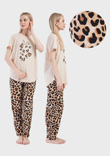 Damen-Baumwollpyjama mit langer Hose und kurzen &Auml;rmeln, Gr&ouml;&szlig;e 3XL, Vienetta