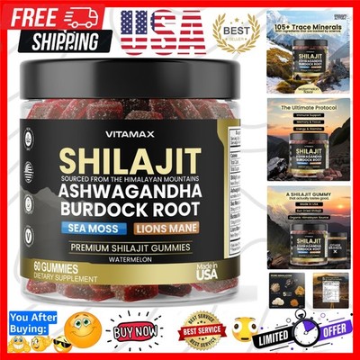 Organic Shilajit Gummies, Sea Moss, Ashwagandha, 105+ Trace Minerals   Organi...