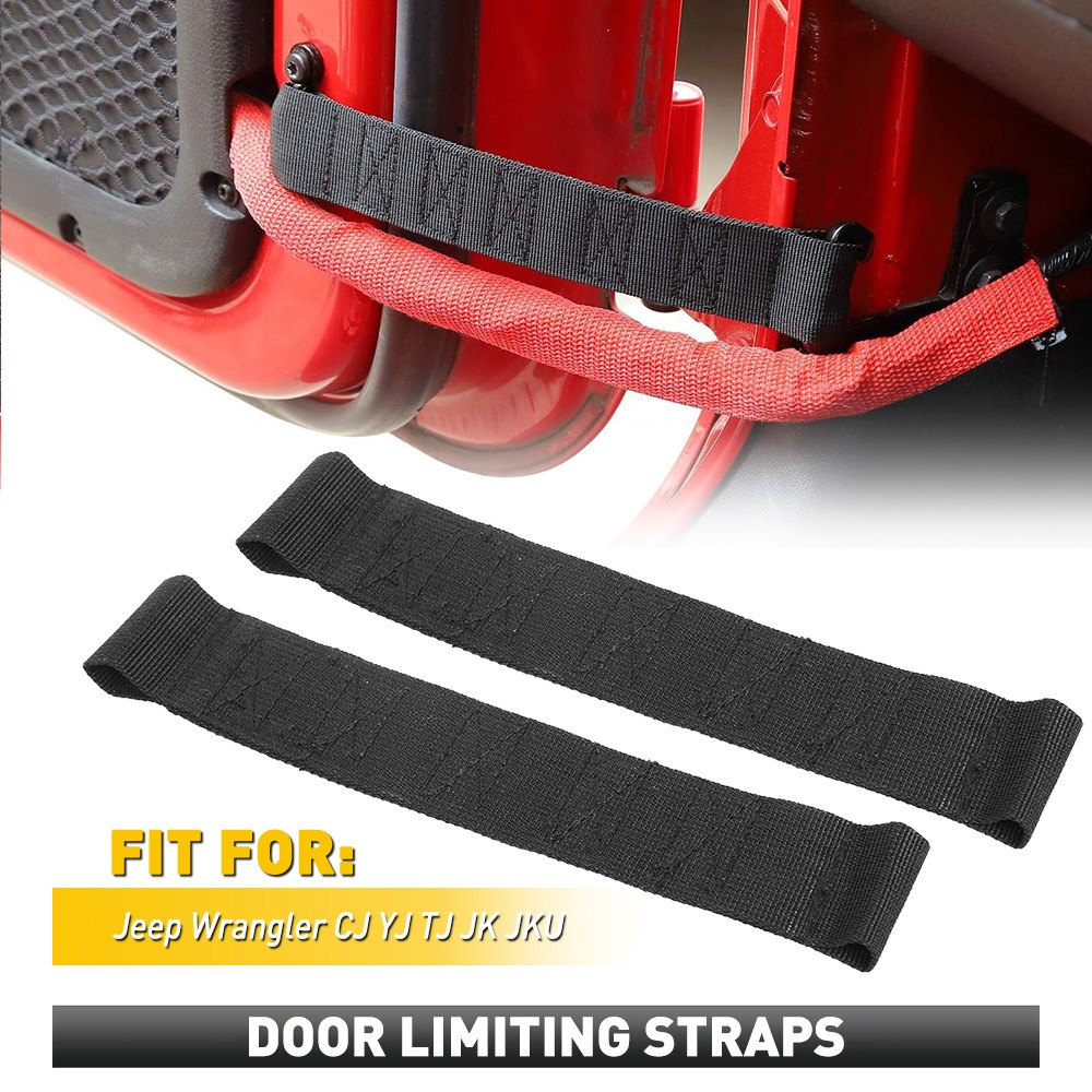 For Jeep Wrangler CJ YJ TJ JK JKU SUV PAIR Black Door Limiting Check Strap Firm