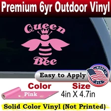 Queen Bee Honey Bee Big Font Car Truck Window Decal Sticker Pink 4X4.7
