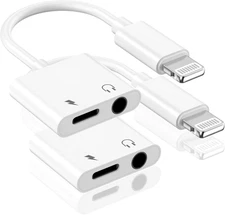 [Apple Mfi Certified] Lightning to 3.5Mm Jack Adapter 2 Pack, 2 in 1 to 3