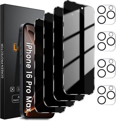 Privacy Screen & Camera Lens Protectors 4-Pack for iPhone 16 Pro Max 6.9-Inch