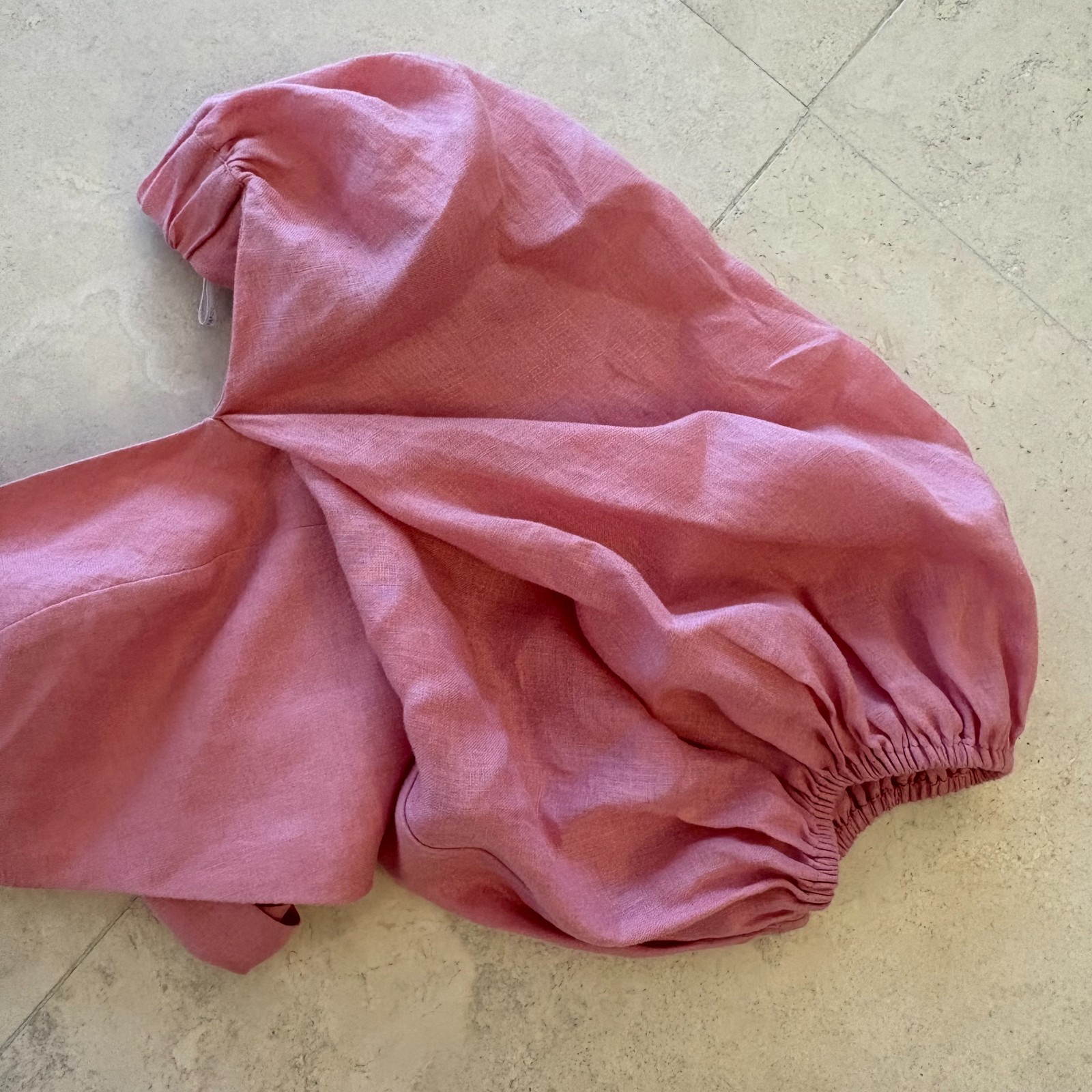 ZIMMERMANN Linen Square Neckline Crop Top - Pink - Size 2 *NWOT*