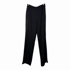 Tory Burch Black Wide Leg High Rise Crepe Pants Trousers Satin Stripe Track Sz 2
