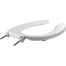 Bemis Elongated Plastic Open Front Toilet Seat White With Self-Sustaining Hinge