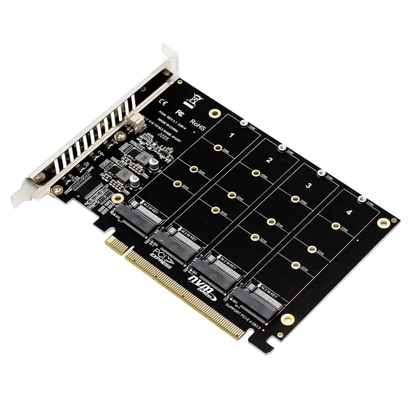 NVME Raid Card PCI To 4 Port  Expansion Card Adapter 4x 32Gbps Split Card Riser - Image 2 of 4