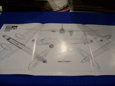 VICKERS WELLINGTON MK.II ''MERLIN ENGINED WIMPY'' 1/72 SCALE 4-VIEWS (953KK)