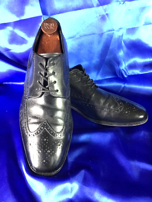 Florsheim 10 D Mens Black Leather Wingtip Oxford Lace-Up  display picture 3