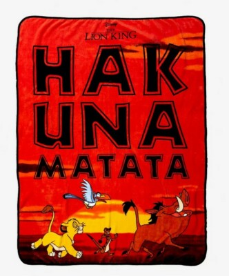 Disney Lion King Throw Blanket Simba Pumbaa Timon Hakuna Matata  48'' x 60'' NEW