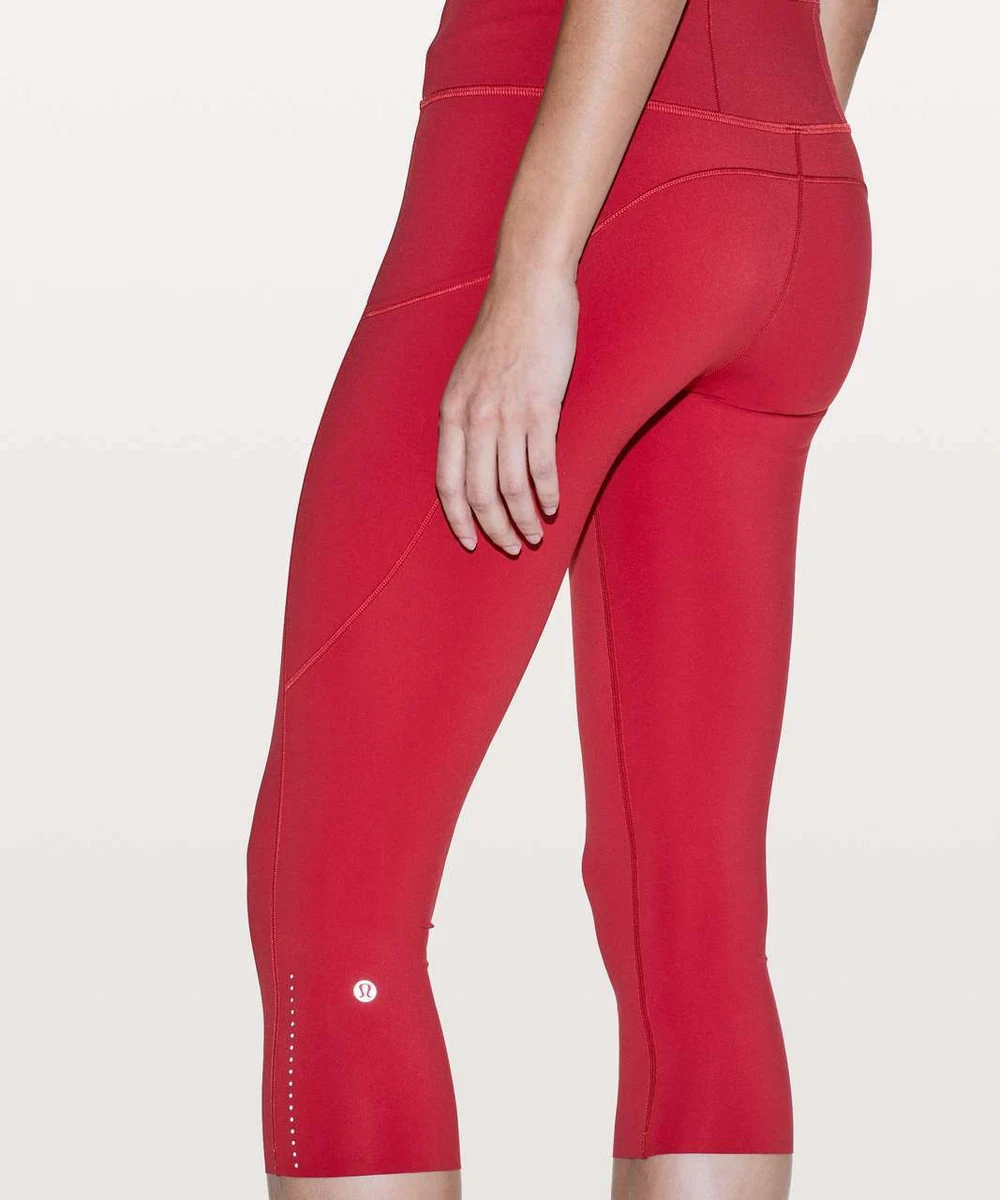 LULULEMON Dark Red Fast Free II HR Crop 19 Leggings size 8