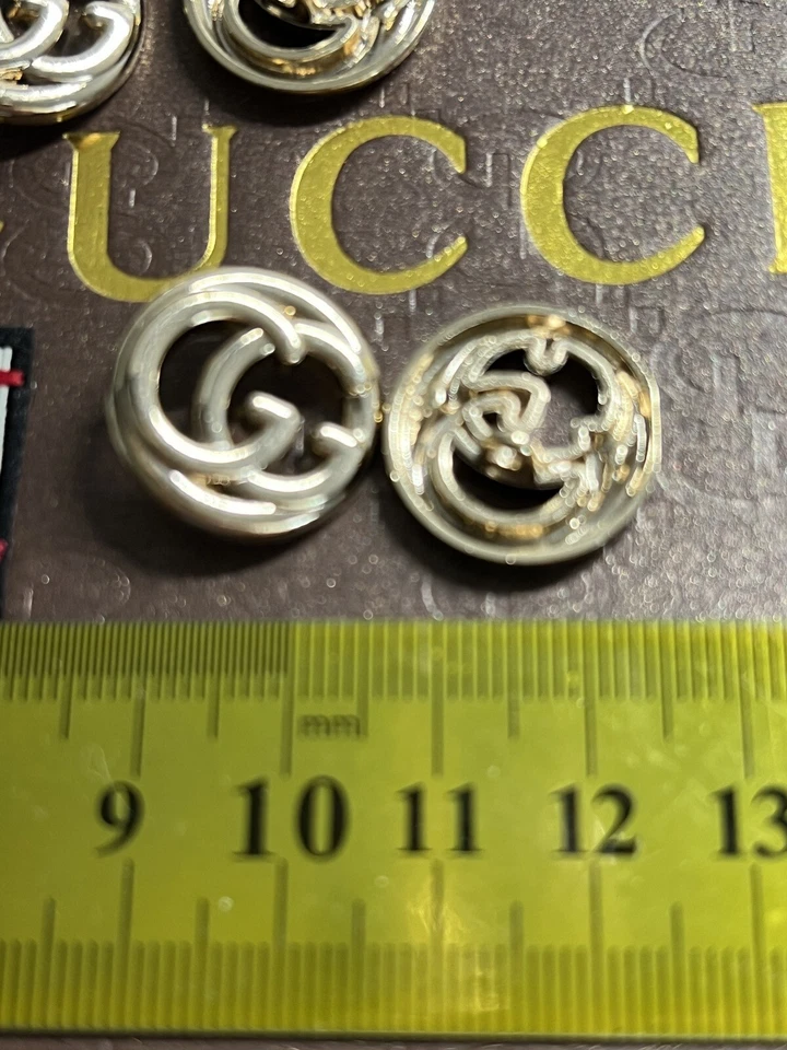 Ø 19 mm Set 5 Ersatzknöpfe + 1 Etikett Label Metall Knöpfe GG GUCCI Knopf Logo - Bild 2 von 4