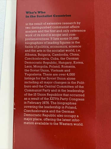 Who’s Who In The SOCIALIST Countries A Biographical Encyclopedia First Ed. 1978 - Picture 10 of 12