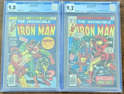 Iron Man Cgc Lot Of 2 #105 Cgc 9.2 White Pages And #92 Cgc 9.2 Off White To Whit