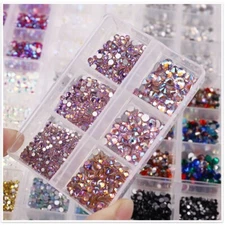 Box of 6 sets of Art Rhinestones Crystal Flat Bottom Mixed 3D Nails Decoration