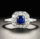 Vintage Jewellery Gold Ring Blue and White Sapphires Antique Deco Jewelry