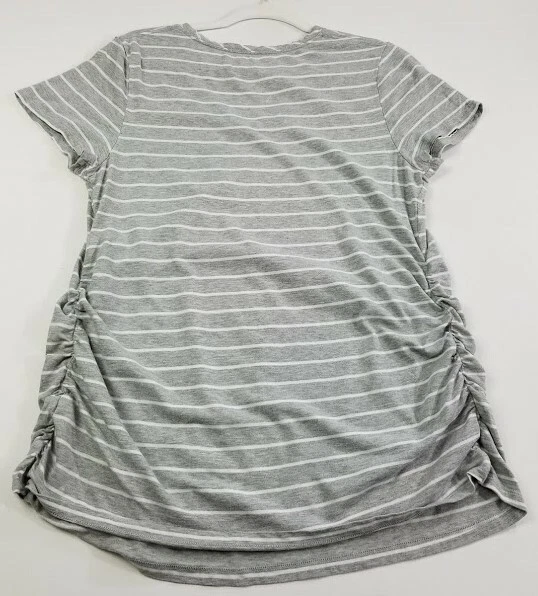 Isabel T Shirt Women's Maternity 2XL Gray White Striped Short Sleeve Stretch Tee - Image 3 of 4