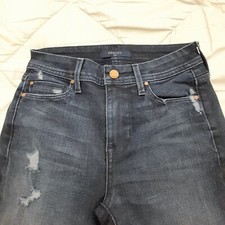 Fidelity Denim Sola Stacked Mid Rise Skinny Distressed Waist 26 Dark Blue 