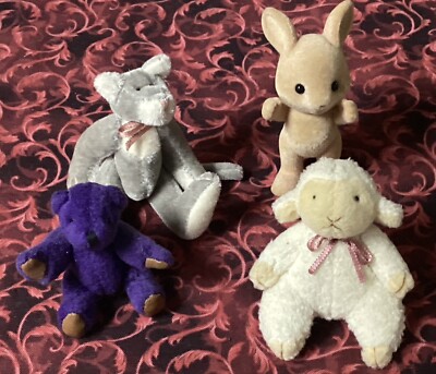 VTG Calico Critter, Boyds Bear-Lot Of 4 Jointed Mini Animals-VGC