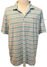 Vineyard Vines Performance Polo Shirt Mens Large Blue Striped Golf Stretch L
