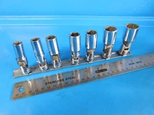 USED,  SNAP ON TOOLS  3/8 IN. DR. DEEP SAE UNIVERSAL SOCKETS, SET OF 7