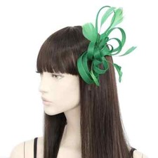 NEW Dark Green coiled net feather hair comb fascinator wedding races ascot bbb