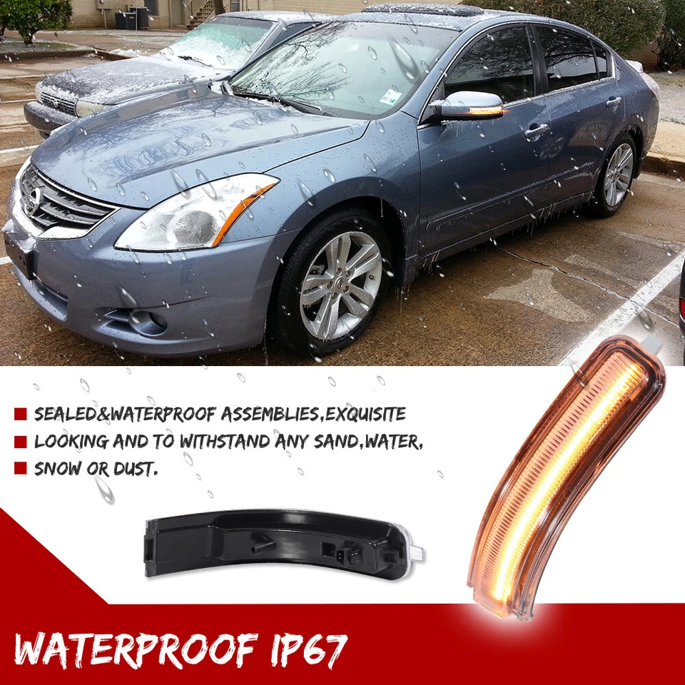 Luces de señalización LED ámbar secuenciales transparentes para Nissan Máxima 2009-2014 Foto 4 de 4