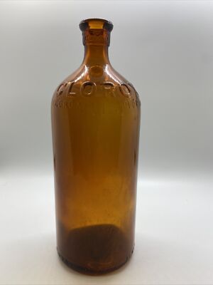 Clorox 16 oz Brown Glass Bottle. No Stopper. Stamped 21 6 8 F REG. U.S. PAT. OFF