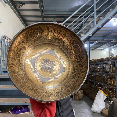 Shree Yantra with Flower of Life Engraved Singing Bowl-Harmonize Your Meditation - Picture 5 of 7