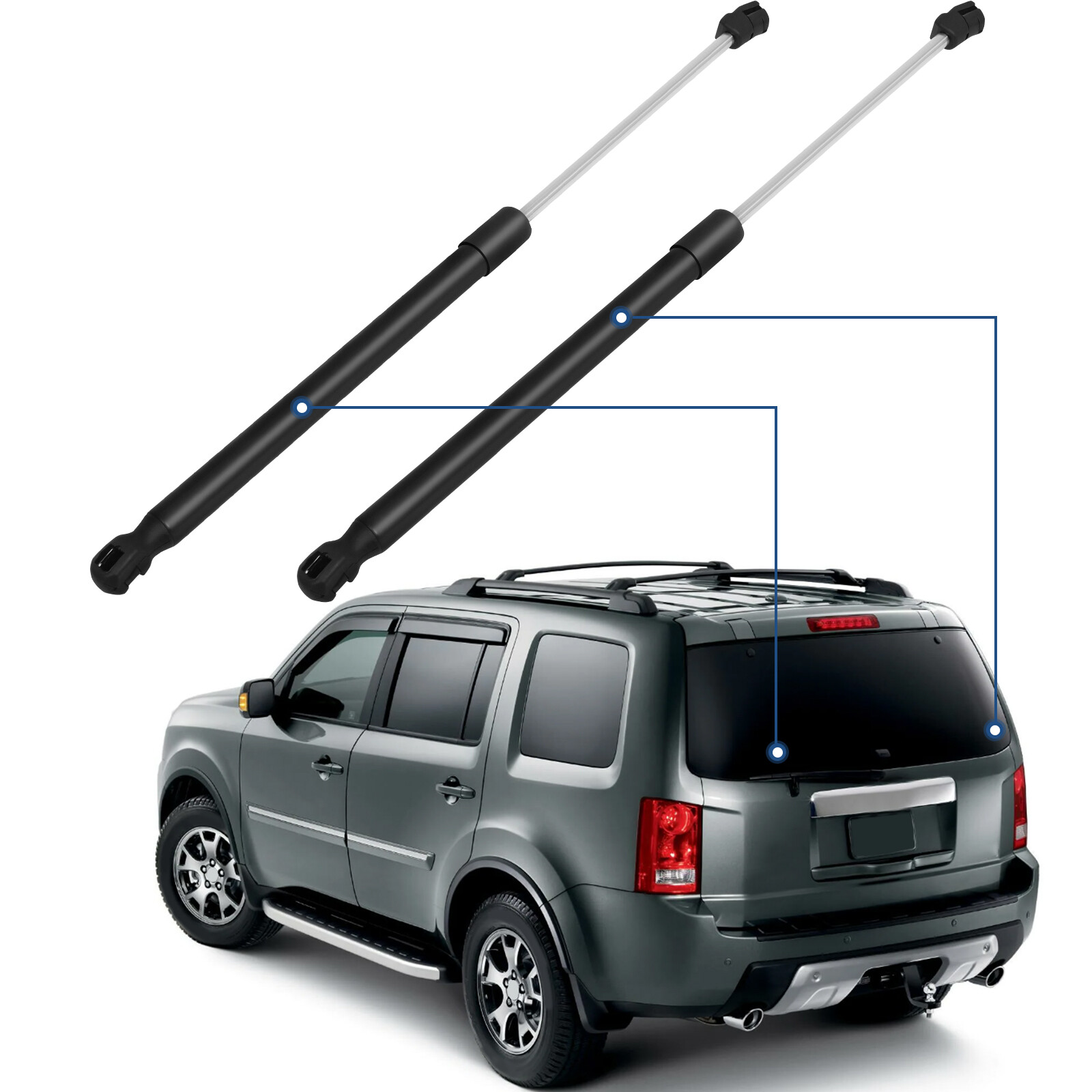 For 2009-2013 Honda Pilot Qty 2 Rear Window Glass Lift Supports 