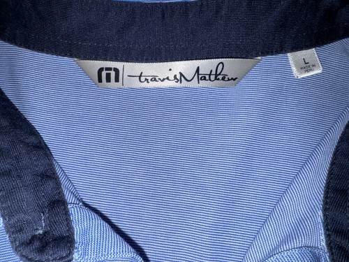 Camisa con botones Travis Mathew para hombre L azul marino manga corta - Imagen 3 de 6