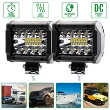 LED Light Bar 2PCS 4 inch 20000LM Work Spot Flood Pods Offroad Driving Fog Lamp