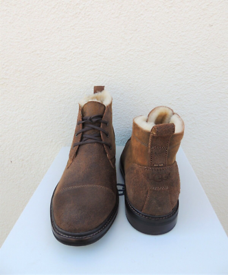 UGG GALEN BOMBER LEATHER SHEEPSKIN CAP TOE ANKLE BOOTS, MEN  display picture 2